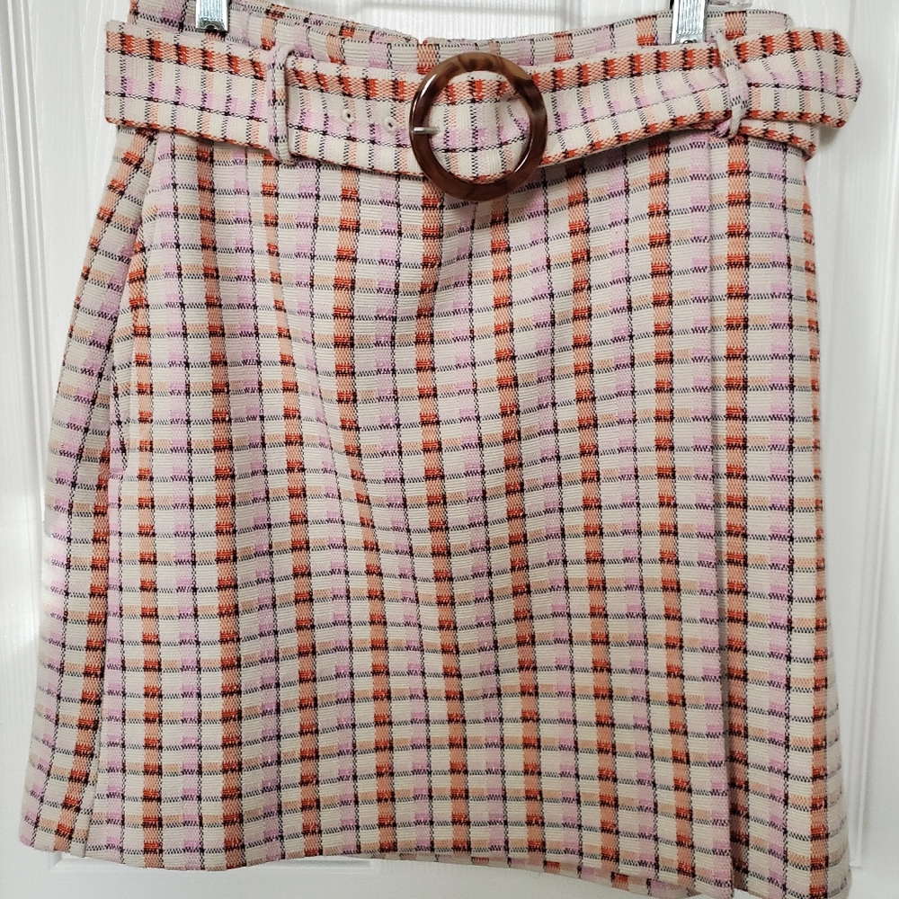 Ann Taylor Plaid Faux Wrap Skirt